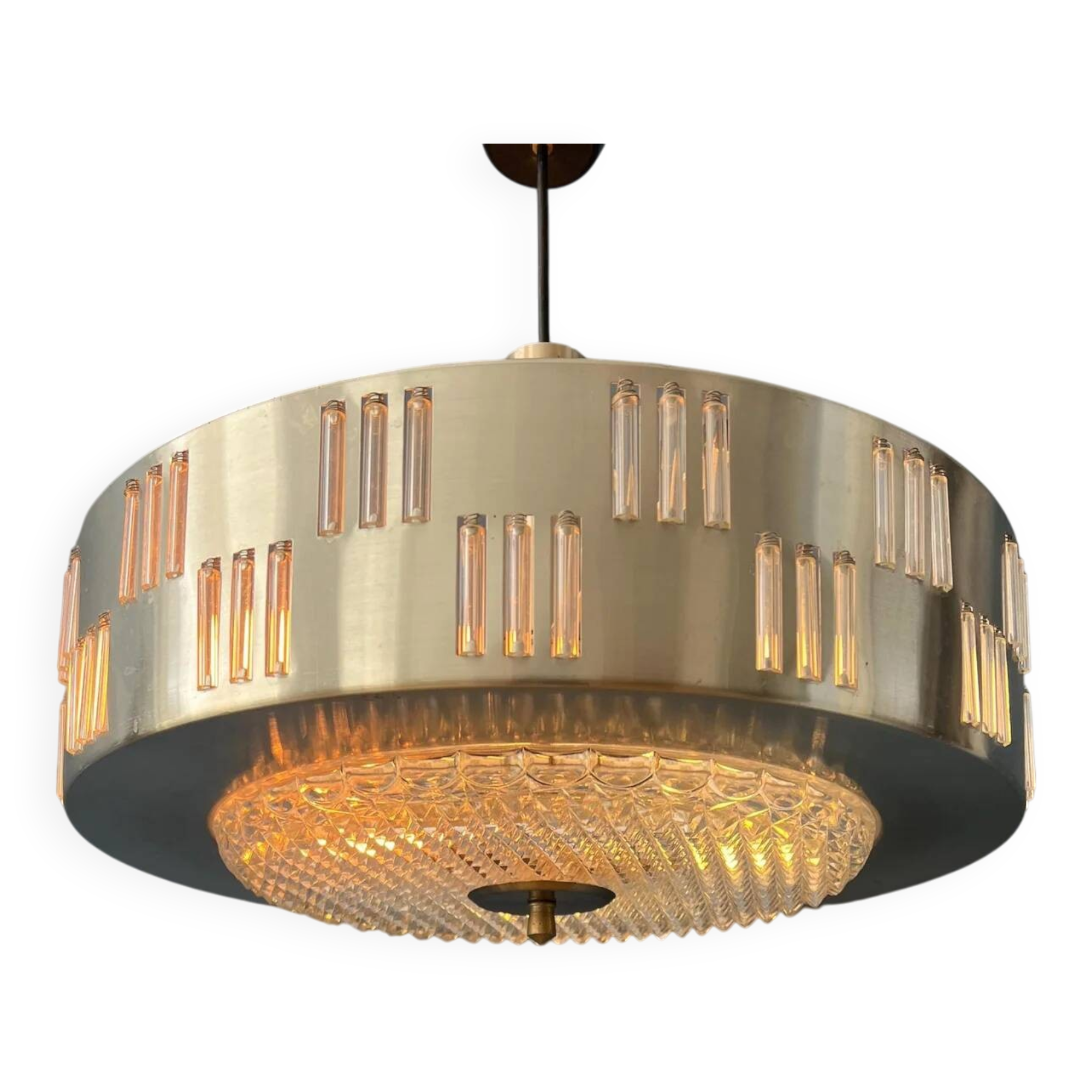 Vintage UFO pendant light with crystal glass