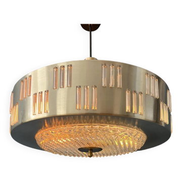 Vintage UFO pendant light with crystal glass