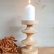 Turned wooden candle holder