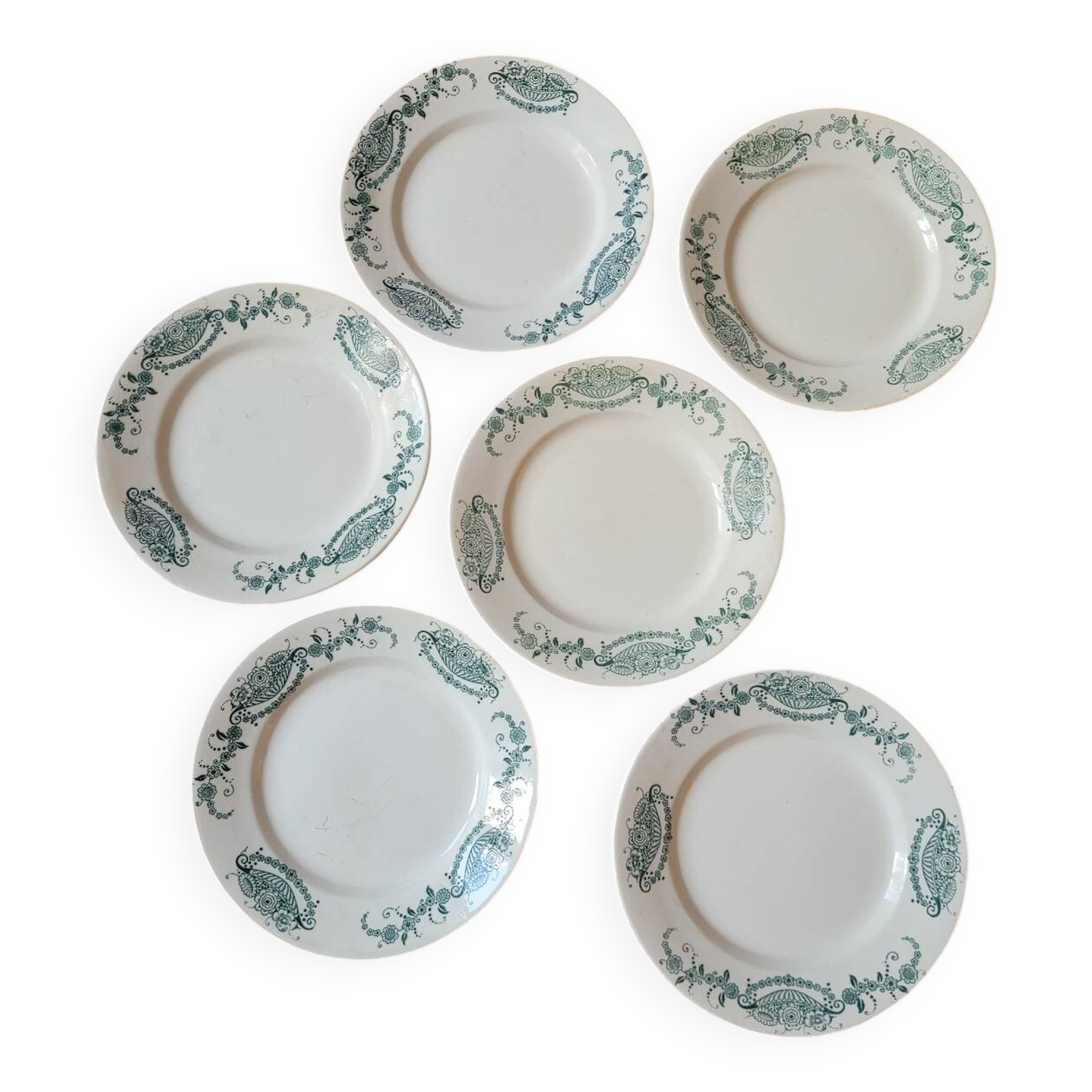 Lot n°2 de 6 assiettes à dessert Ginette Faïencerie Nouvelle