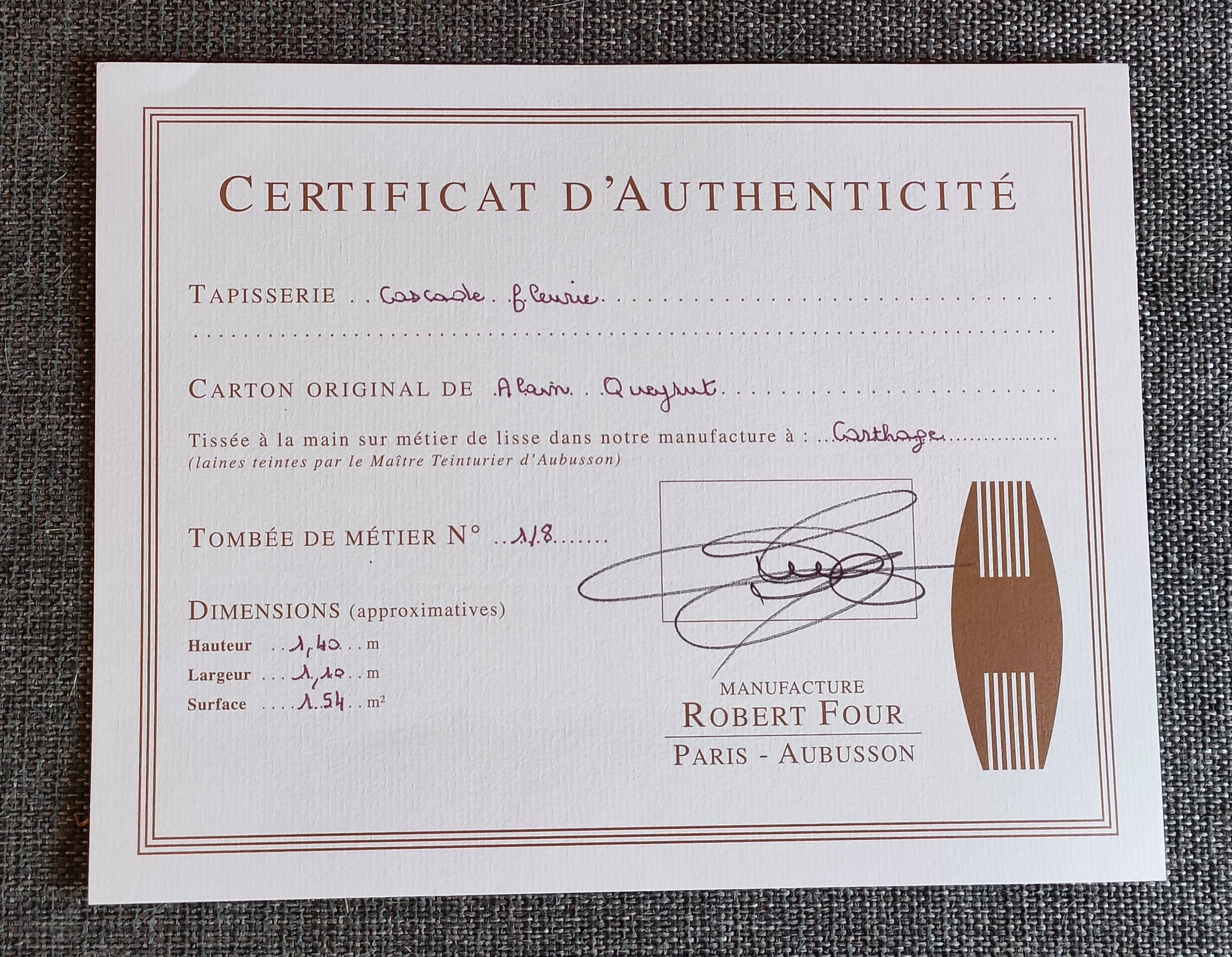 AUBUSSON TAPESTRY Unique model based on a cartoon by Alain Queyrut