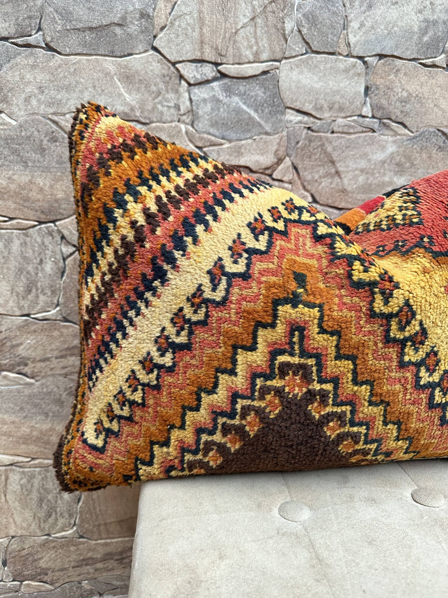 Housse de coussin Kilim berbère vintage : Coussin en laine marocaine