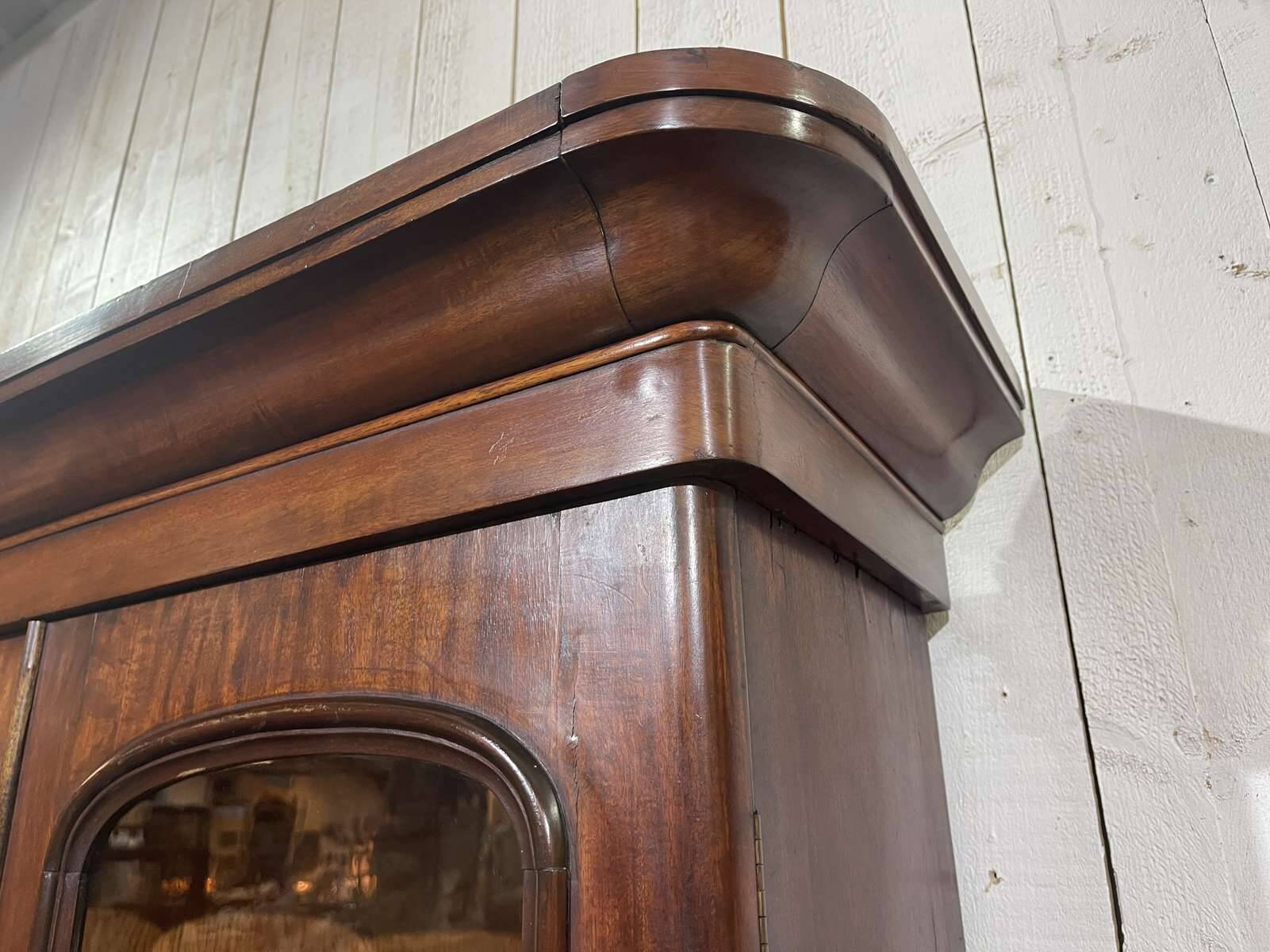 19th century English mahogany two-part bookcase