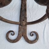 Pair of antique 15th century medieval castle wrought iron candlesticks