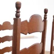 Set of 4 oak ladderback dining chairs with rush seats