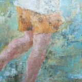 Oil on canvas portrait of a little girl with seal by Anne lejars