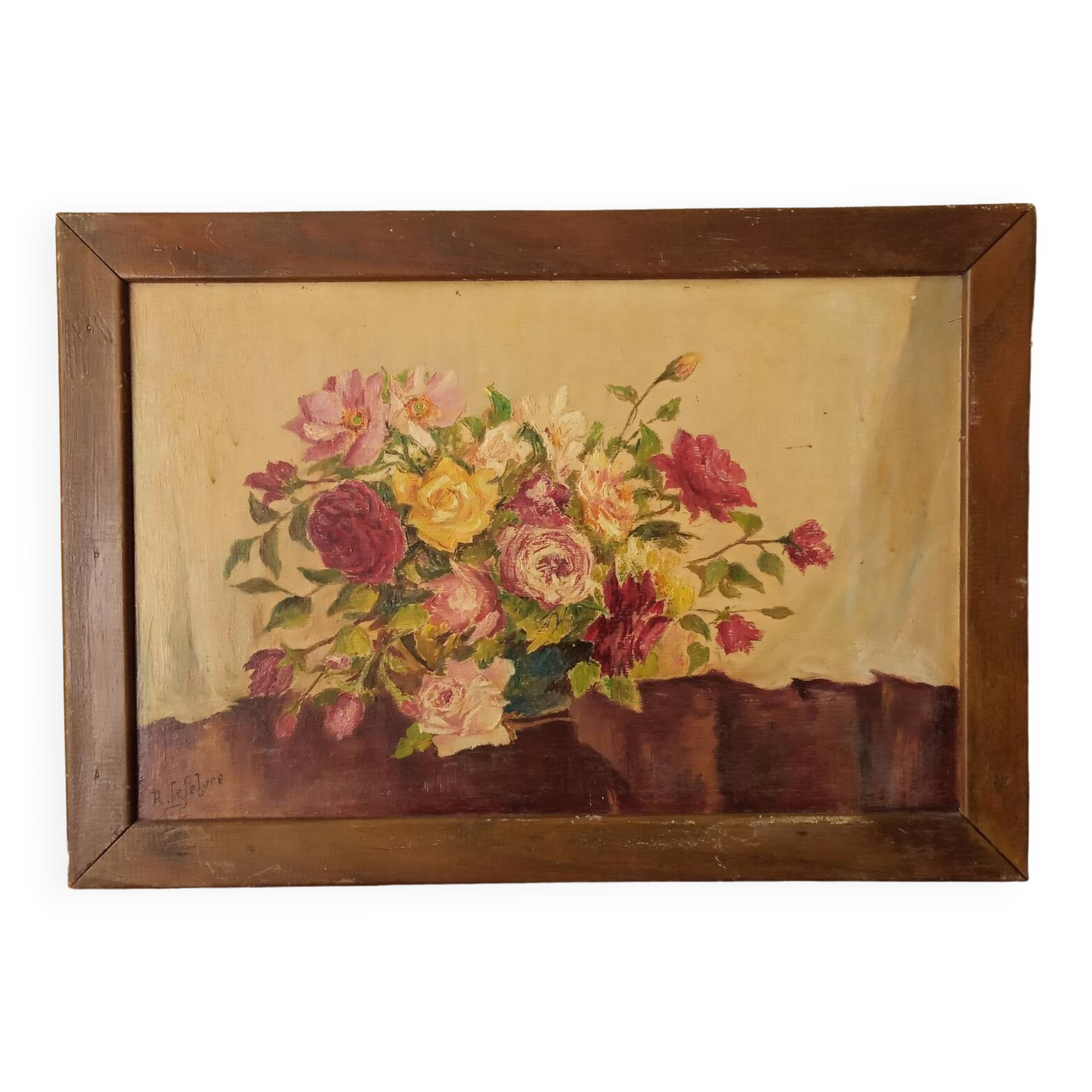 Old painting bouquet of flowers