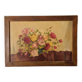 Old painting bouquet of flowers
