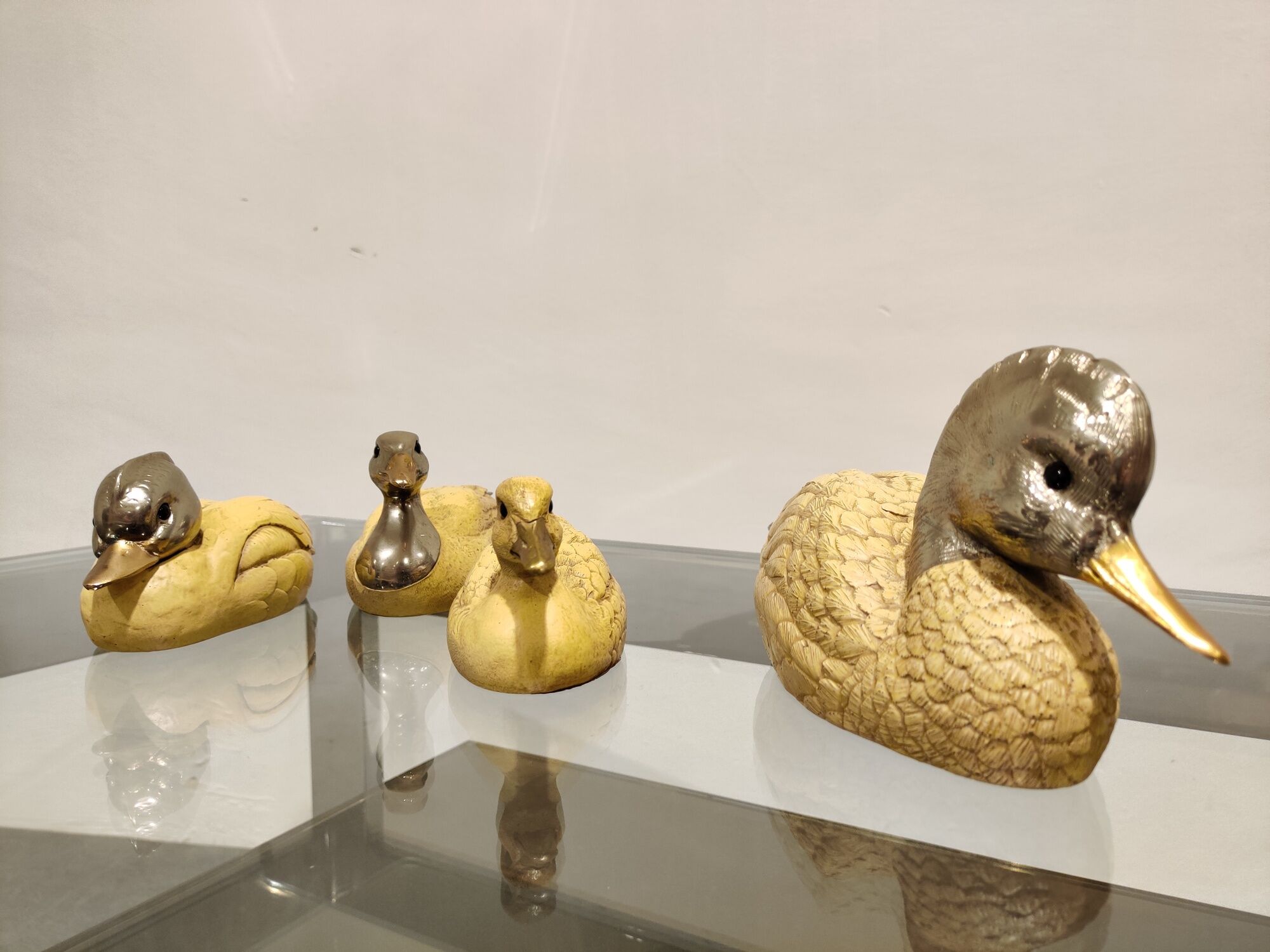 Silver plated duck sculptures by Malevolti, 1960