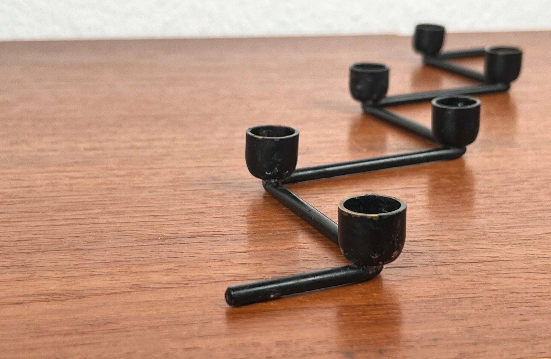 Mid-century Danish minimalist metal candlestick from the 1960s.