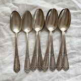 8 SFAM silver-plated soup spoons with acanthus and monogram decor