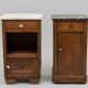 Set of 2 vintage wooden bedside tables with marble.
