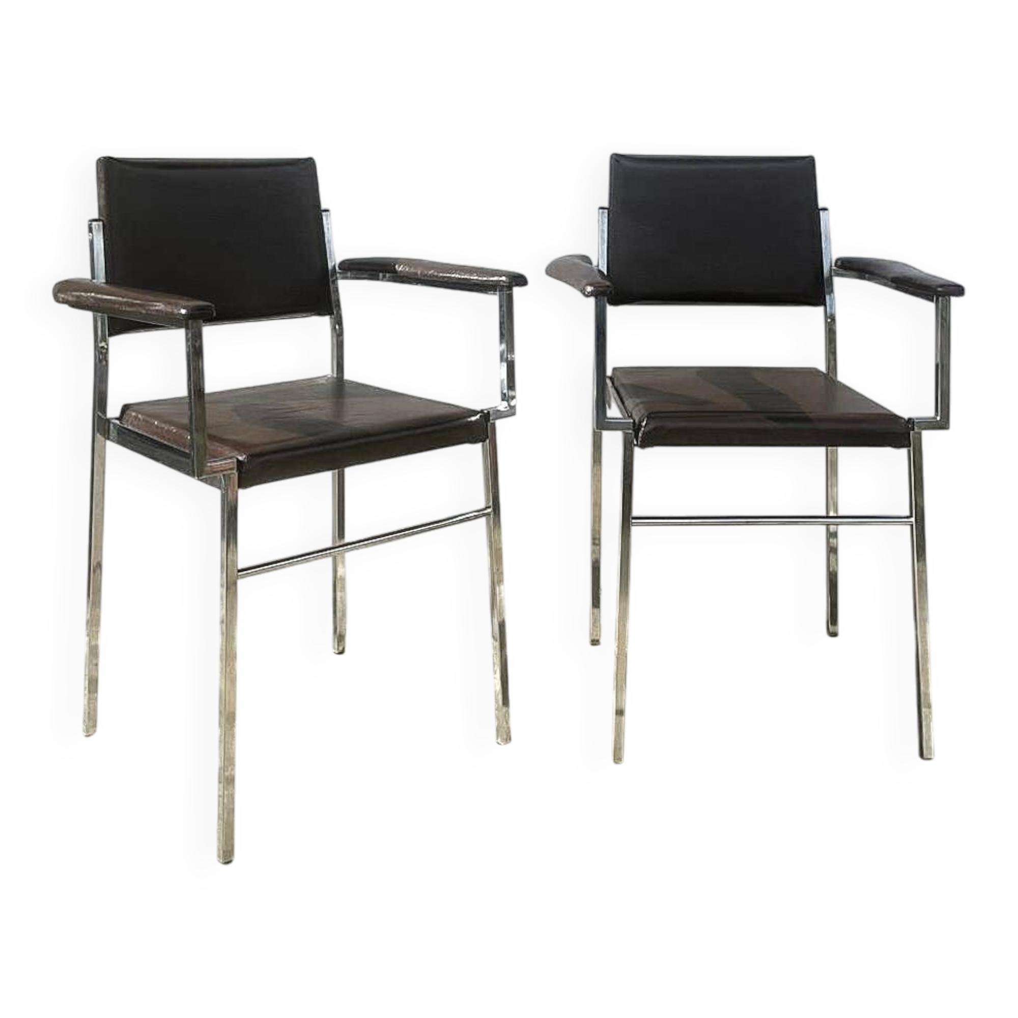 2 chrome designer chairs