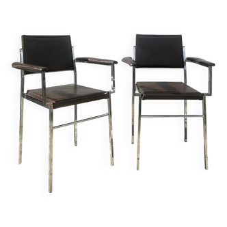 2 chrome designer chairs