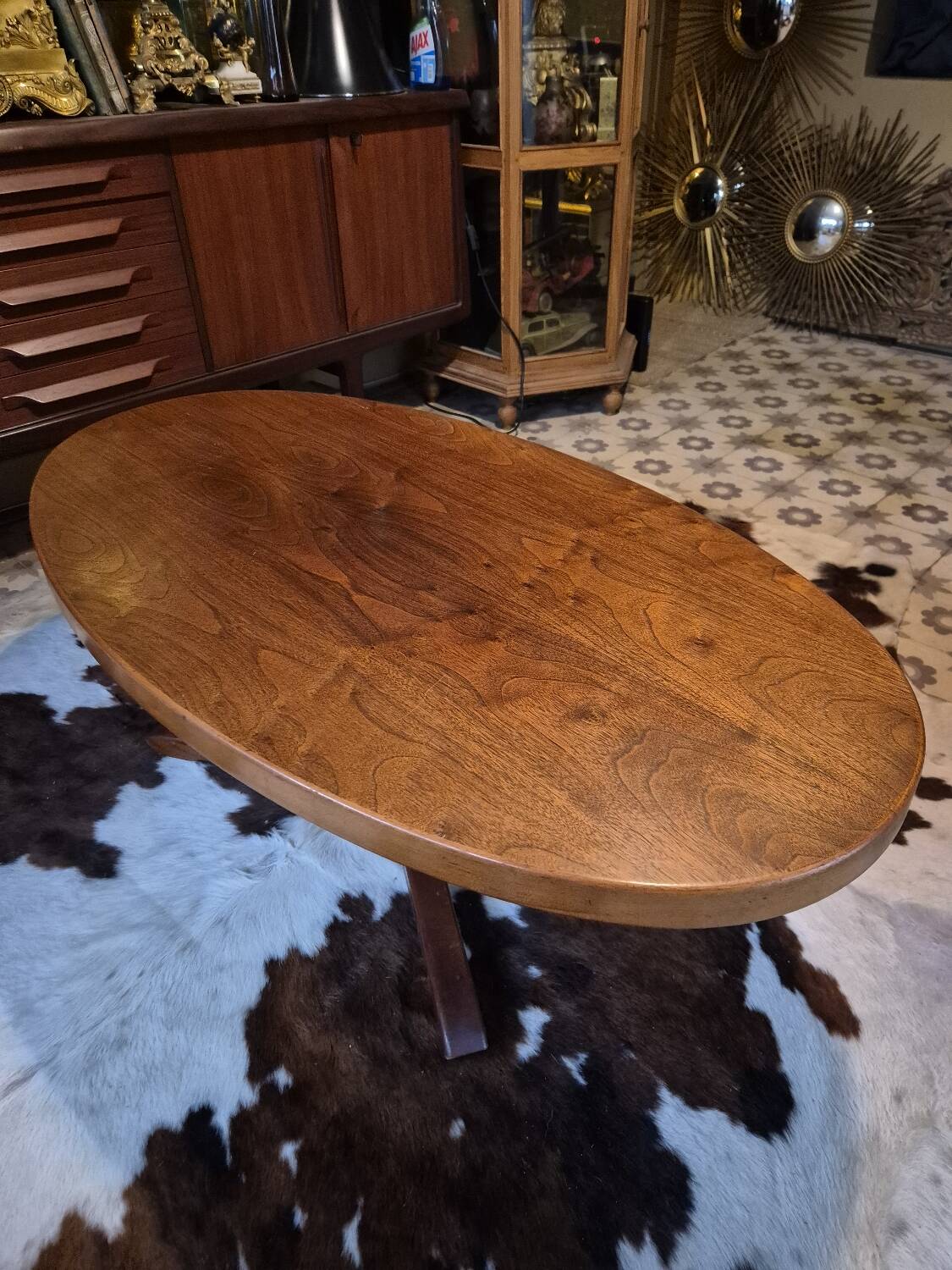 Baumann oval coffee table in teak 1950s vintage