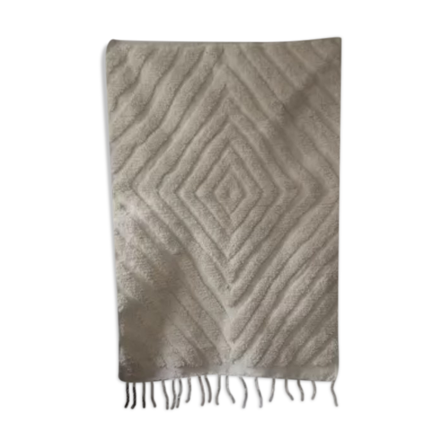 Tapis beni ouarain berbere écru tissé mains 147 x 100cm