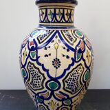 Old terracotta vase enameled painting vintage oriental style