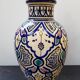 Old terracotta vase enameled painting vintage oriental style