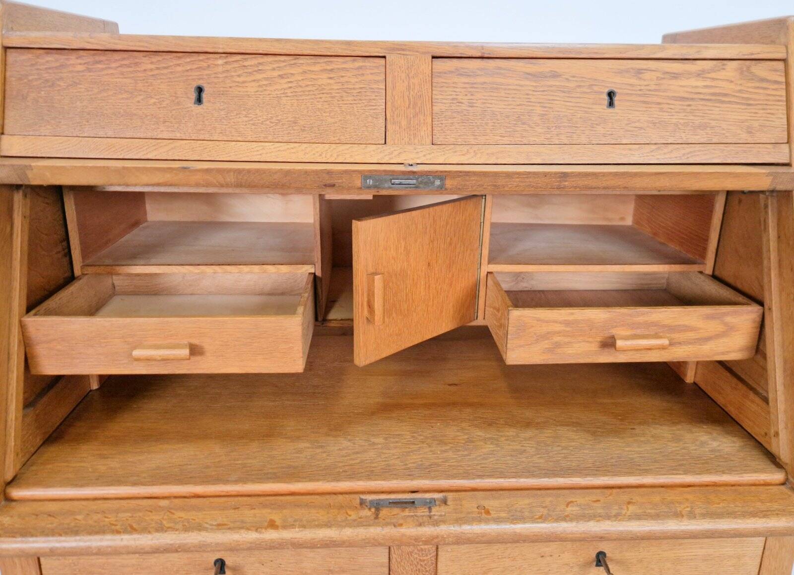 Art Deco Arts & Crafts Secretary in Natural Oak, 1930s
