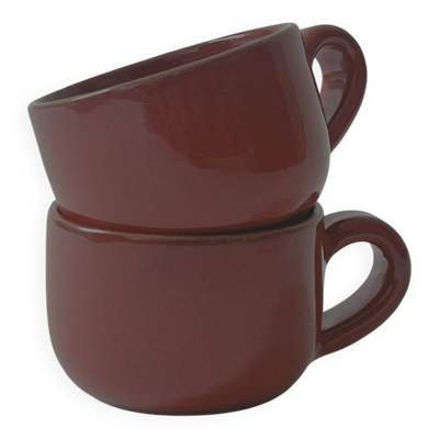 Lot de 2 tasses en céramique émaillée Robert Picault, Vallauris 1950