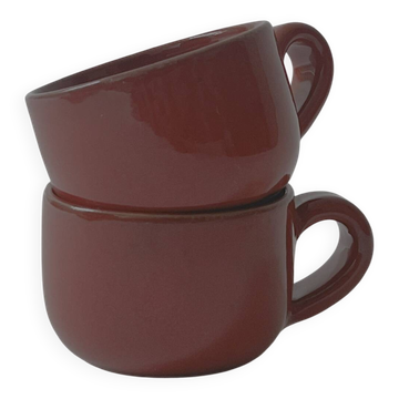 Lot de 2 tasses en céramique émaillée Robert Picault, Vallauris 1950