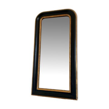 Antique French Louis Philippe full length mirror – black and gold, late 19th century