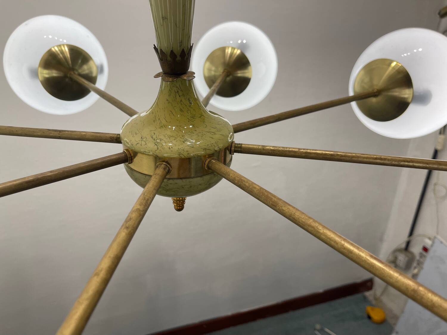Italian Sputnik Brass Chandelier 1950’s