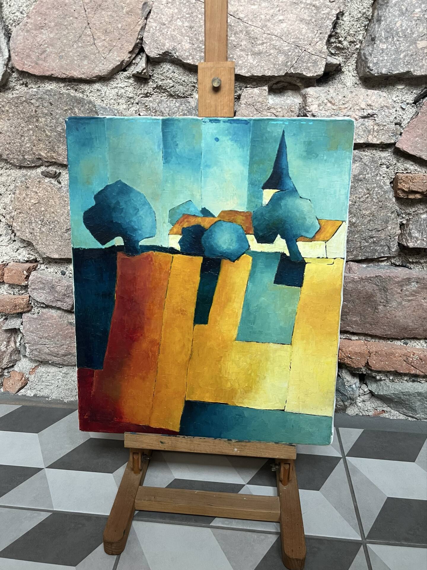 Oil on canvas "Village"