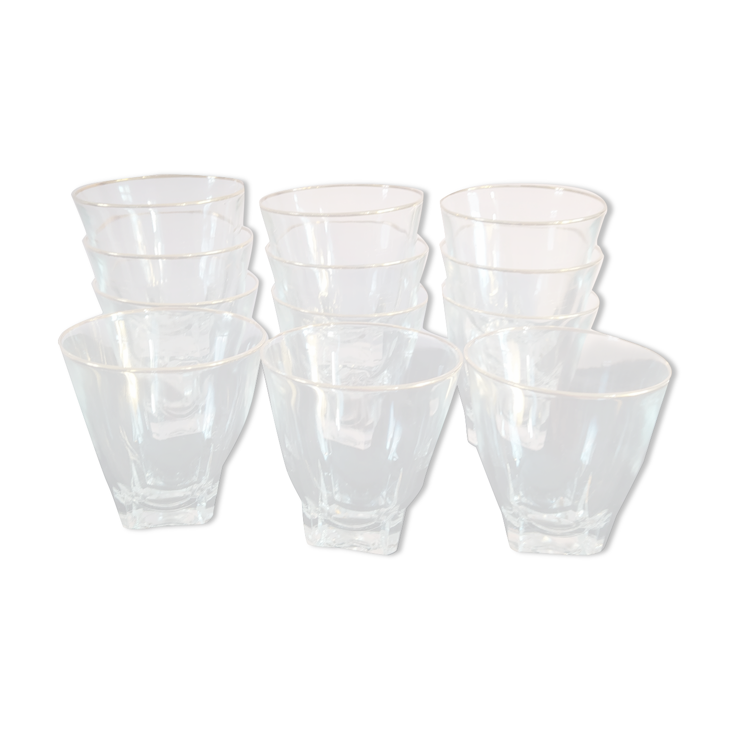 Series of 12 vintage wine glasses