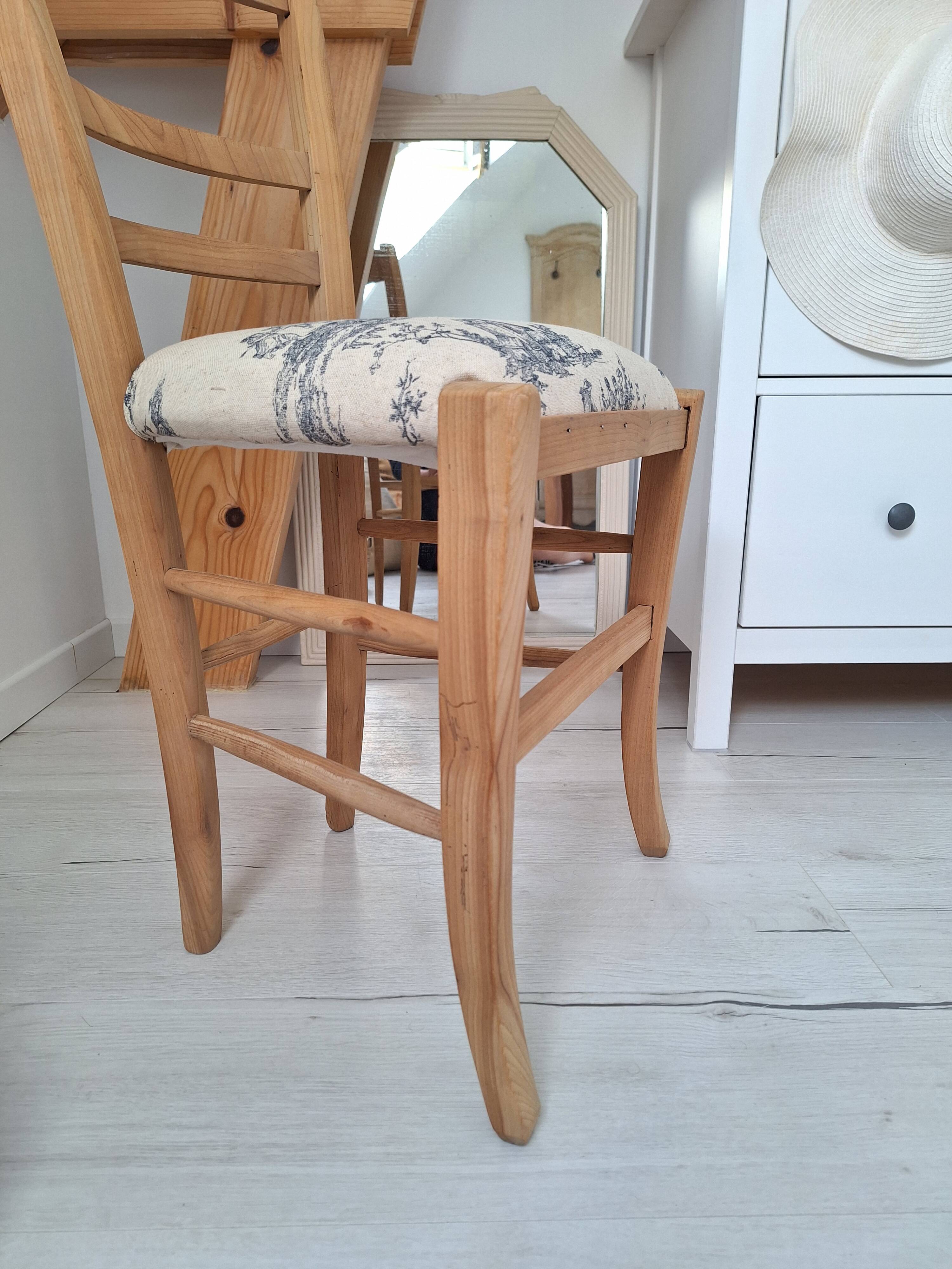 Chaise de campagne en toile de Jouy bleu