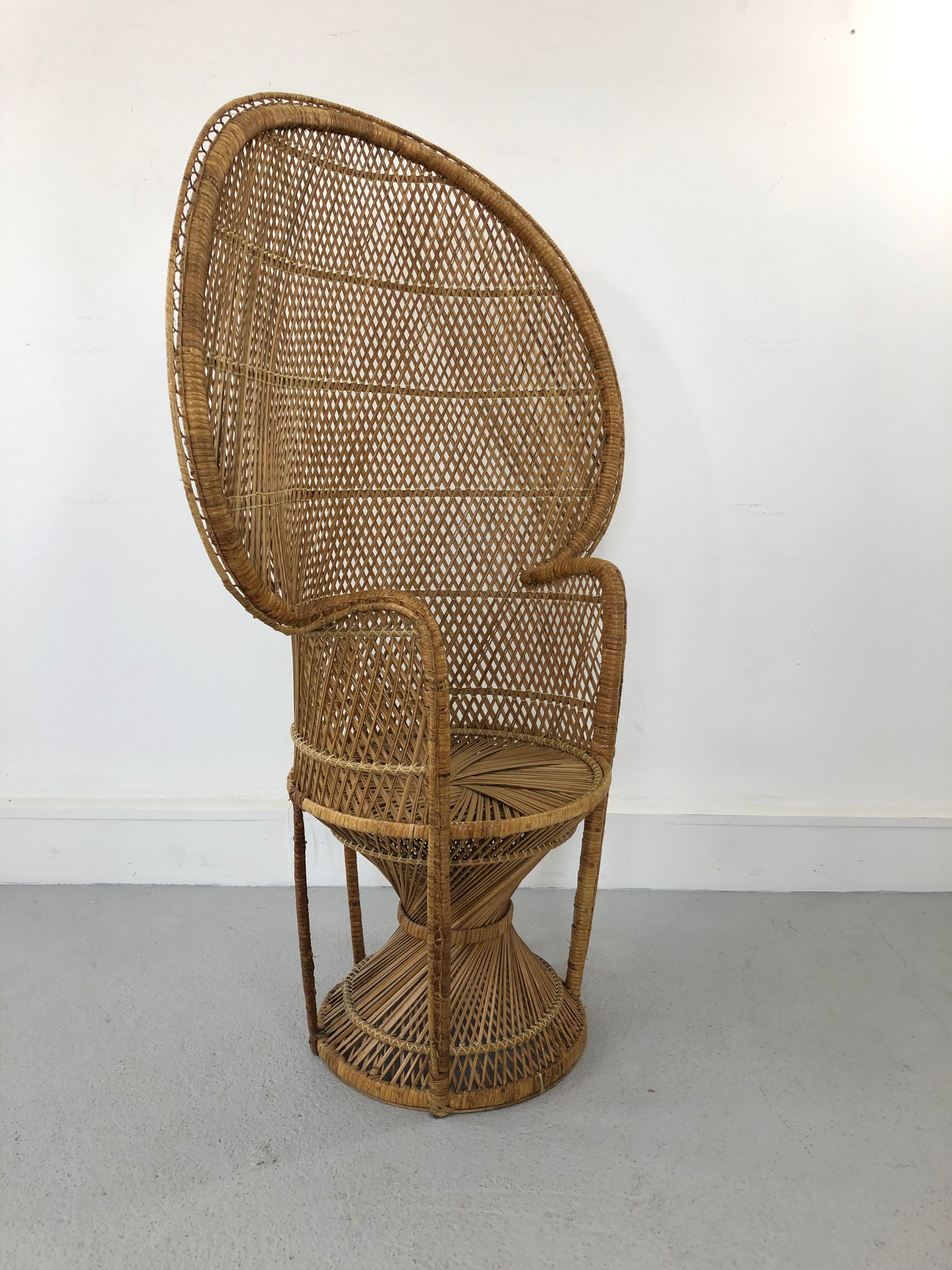 Vintage rattan and wicker peacock chair
