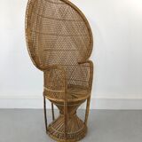 Vintage rattan and wicker peacock chair