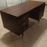 Coffered desk circa 1970 in 4-sided Rio rosewood