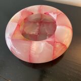 Pink and white onyx ashtray
