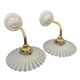 Set of two vintage white opaline wall lamps electrified to nine