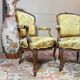 Mercer brothers set of three walnut armchairs in louis xv style xix