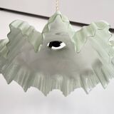 Opaline tray with light mint green ruffles