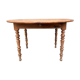 Round solid oak table with extensions, cabinetmaker's sliding mechanism,