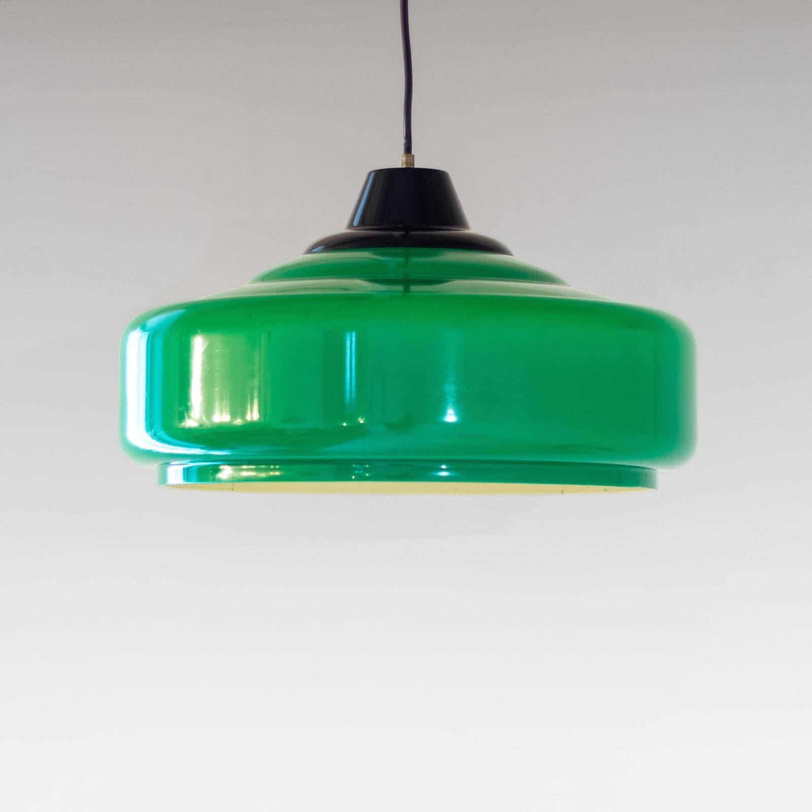 Lustre de billard vintage italien vert, années 1970