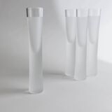 Transparent Murano Glass Liqueur Glasses - Set of 4, Ice-Effect, Heavy Tubular Design, Italy 1980s
