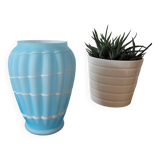 Vase en opaline bleu et blanc