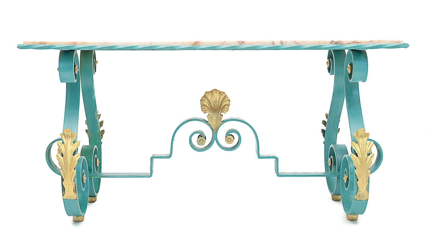 Table basse fer forgé et marbre, 1950