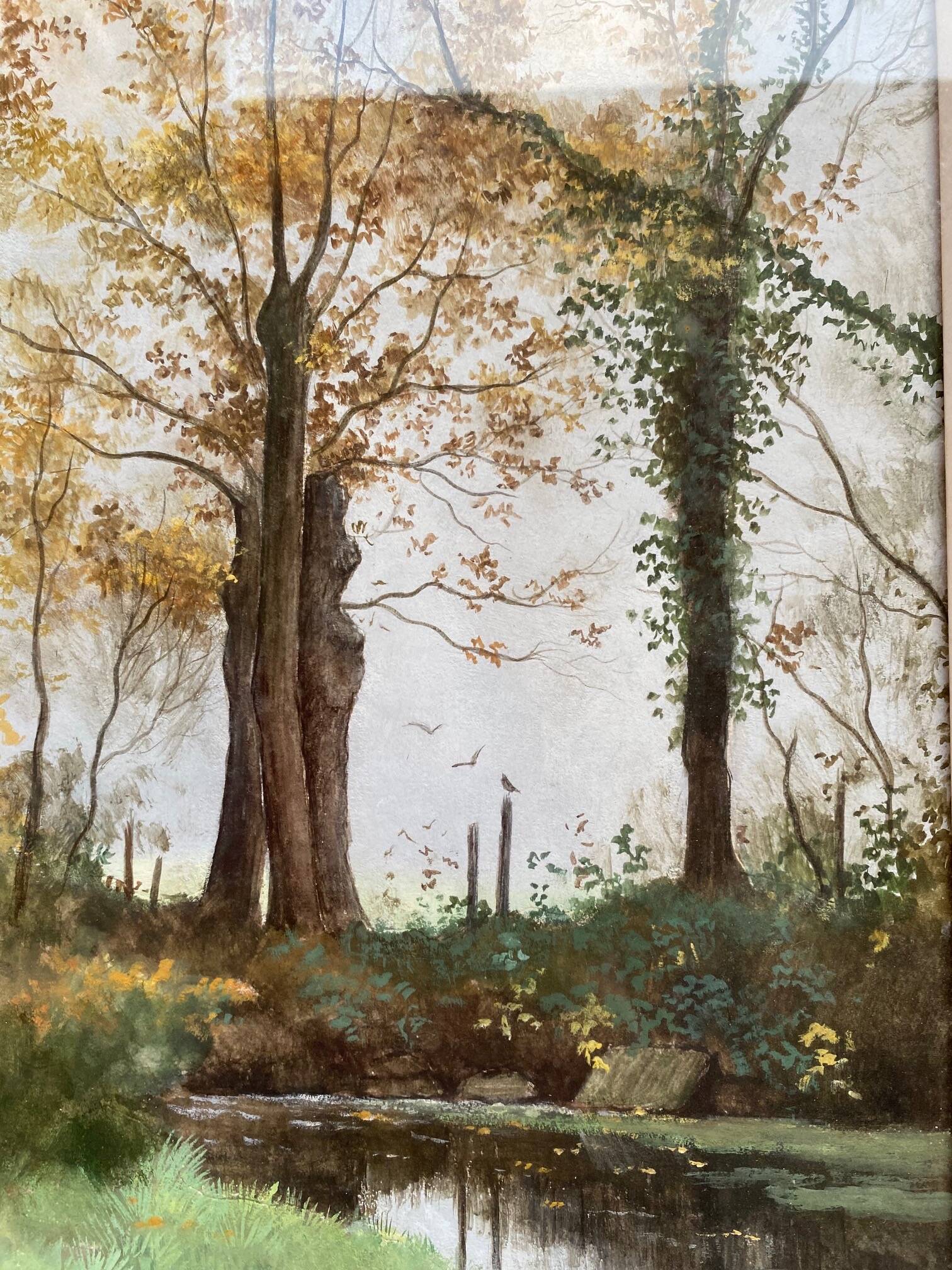 Painting on paper the underwood autumn fog signed jean paul barre