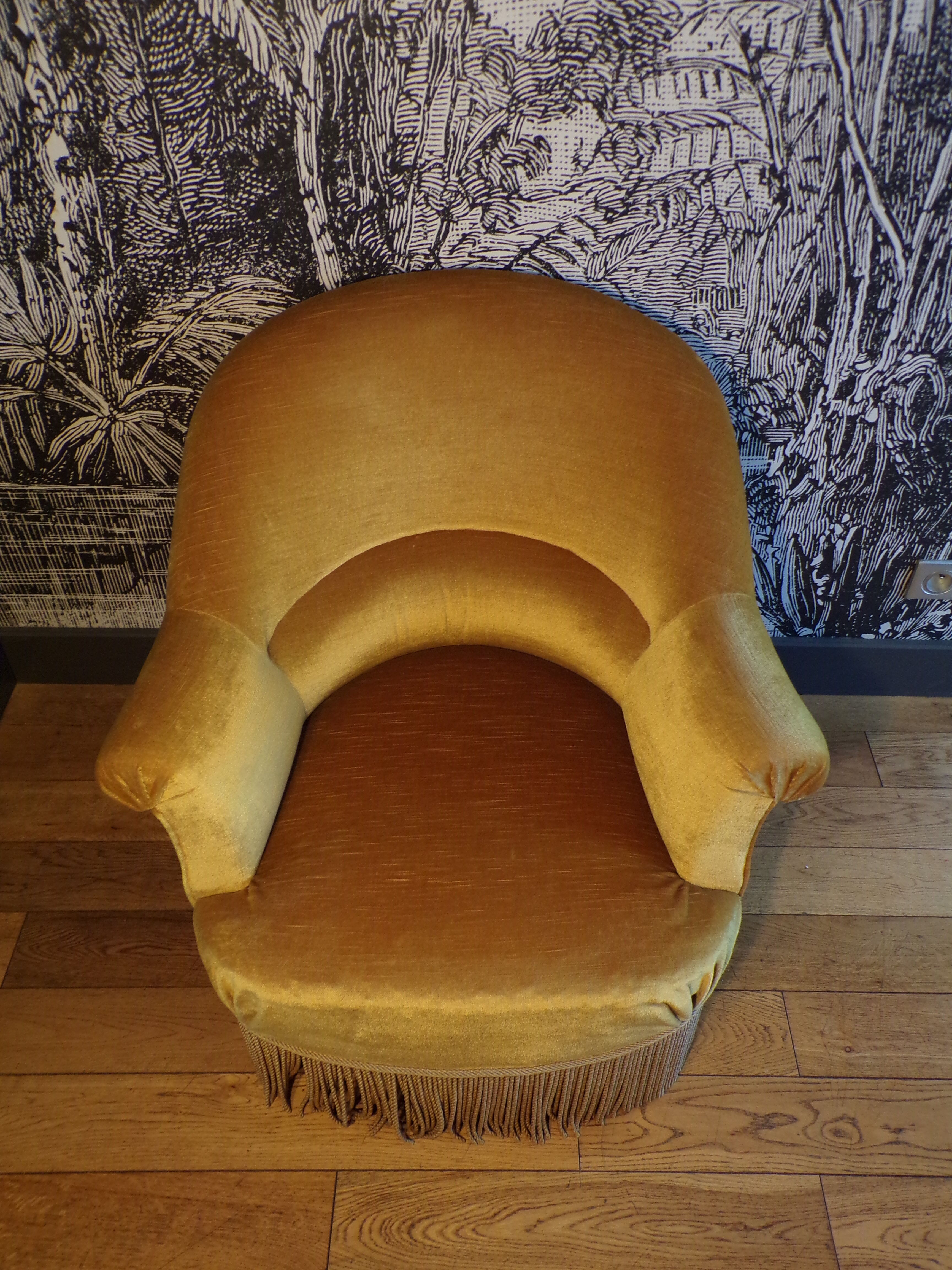 Vintage velvet toad armchair