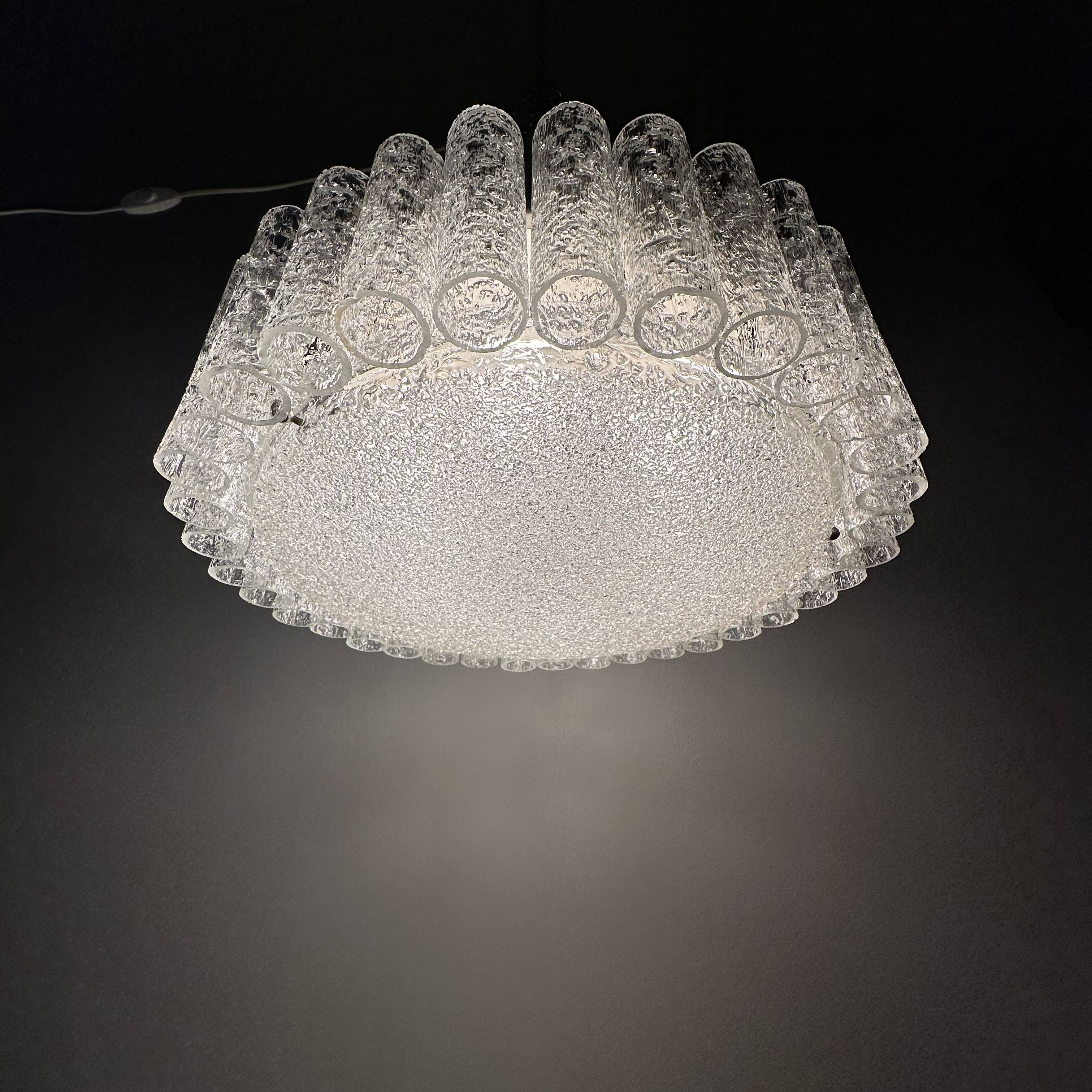 Glass Tubes Chandelier Flush mount from Doria Leuchten, 1960s