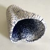 White and blue "fat Lava" vase - 60s
