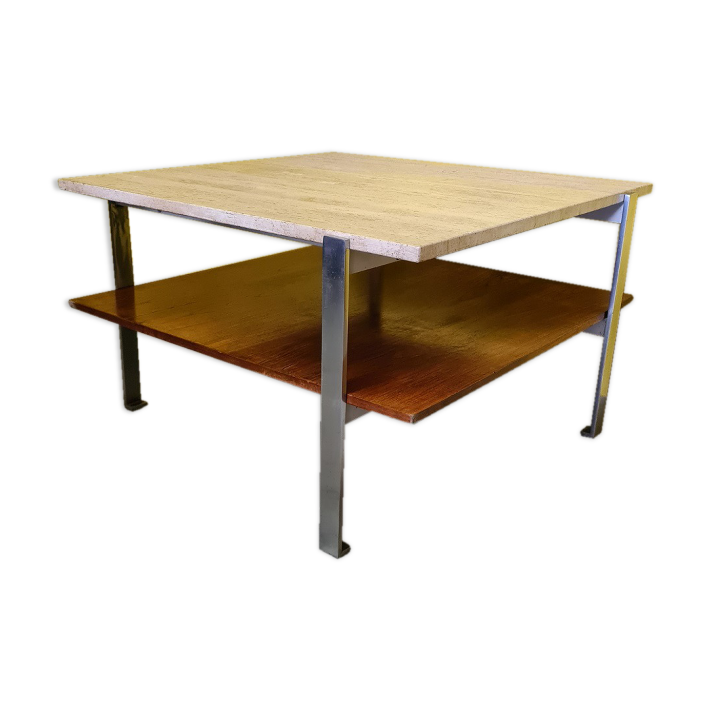 Vintage coffee table with travertine top, 1960s.