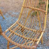 Vintage dining room attributed to Audoux and Minet in bamboo and rattan