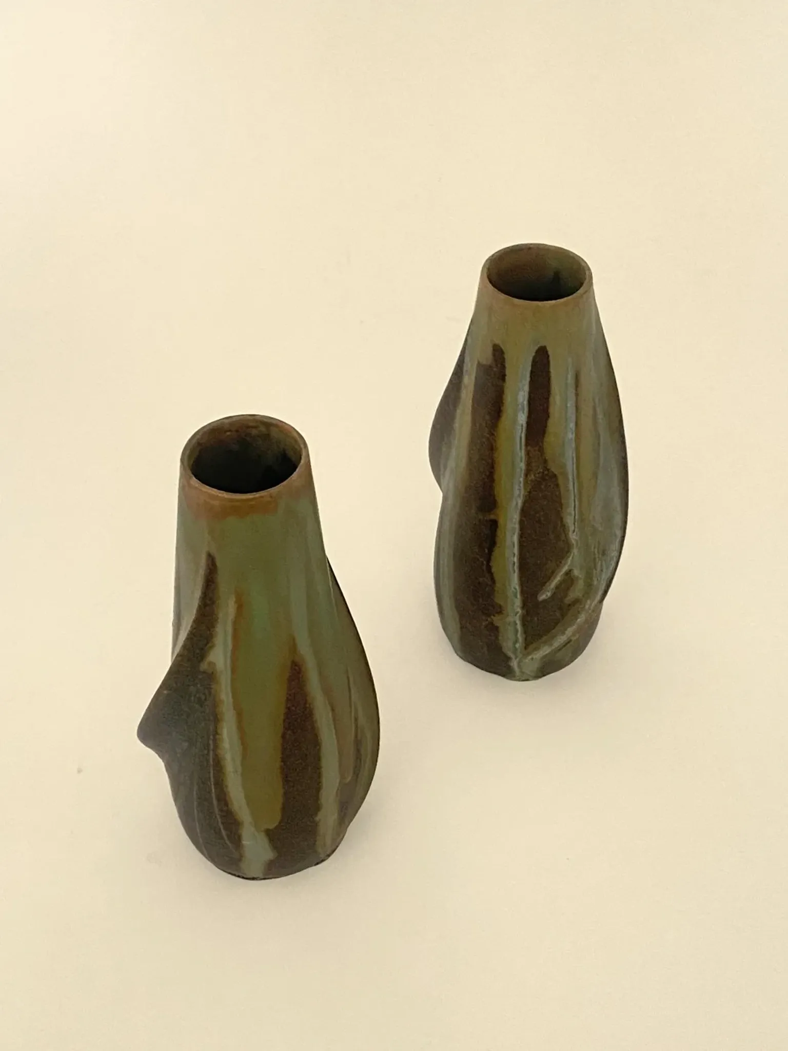 Pair of glazed stoneware vases