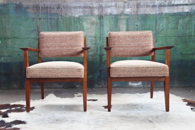Pair of Giacomo Buzzitta walnut armchairs by Stow Davis